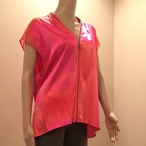 Elie Tahari Kaylee Sleeveless Zip-Front Blouse